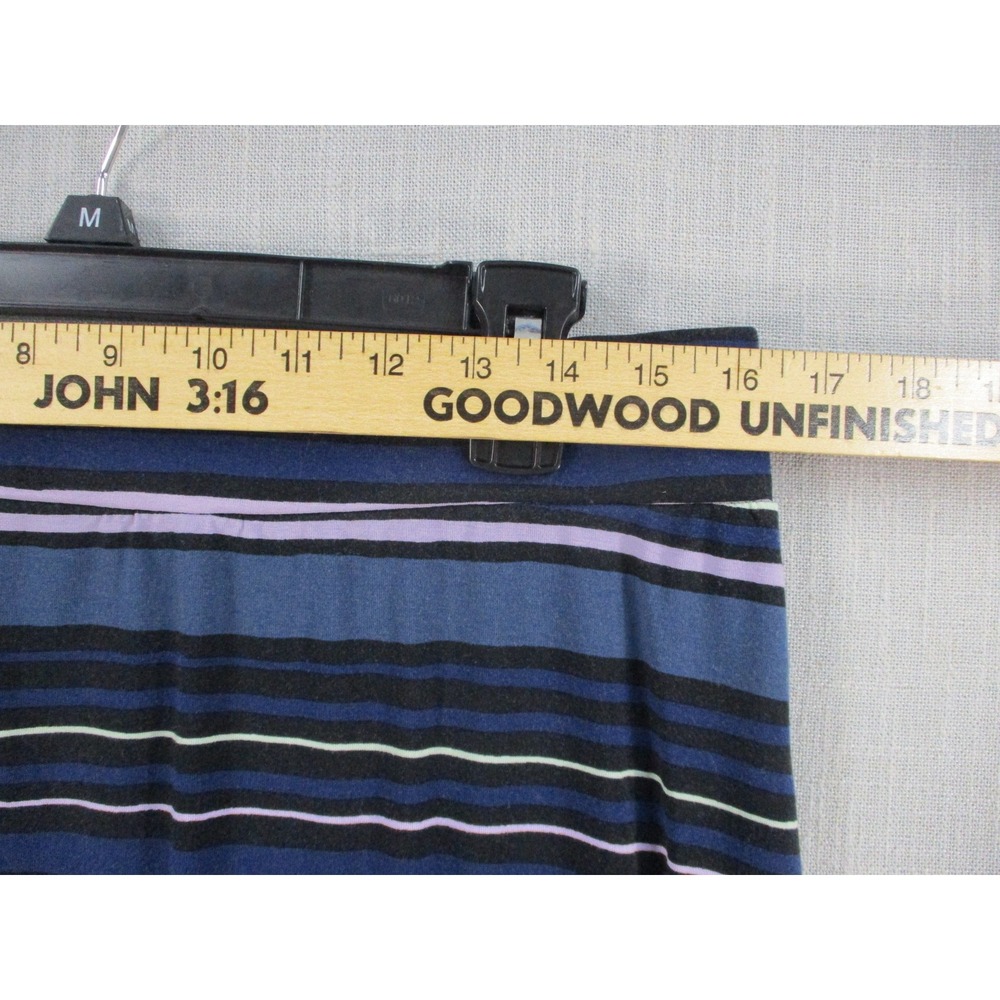 Liz Claiborne Studio Striped Maxi Skirt Blue Purple L Jersey Knit Side Slit - Picture 3 of 9